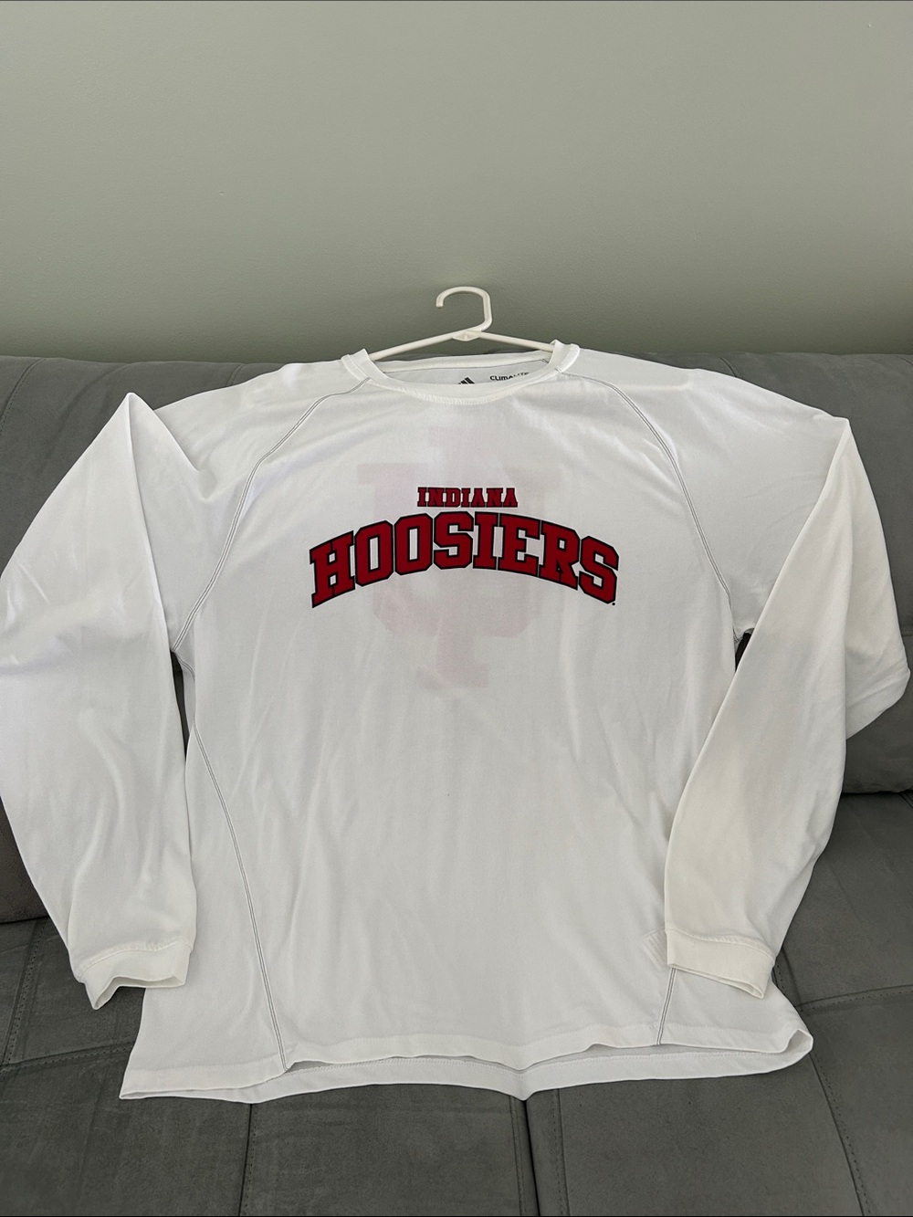 adidas White Long Sleeve Shirt with Red IU Logo